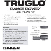 Optical-grade polymer lens kit for Range Rover sights; includes o-rings, cleaning cloth, and retaining ring